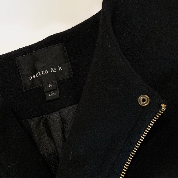 EVETTE & K BLACK WOOL ZIP UP JACKET - Picture 13 of 14
